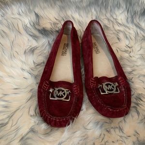 Michael Kors suede flats with silver MK logo